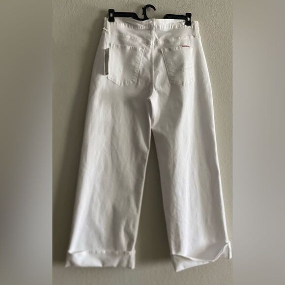 Hudson Jeans NEW Women's White Jolene High-rise Wide-leg Cuffed Jeans Size 29 - Picture 6 of 12